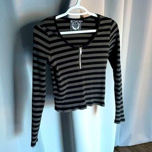 Killstar Long Sleeve Cropped Shirt with Zipper